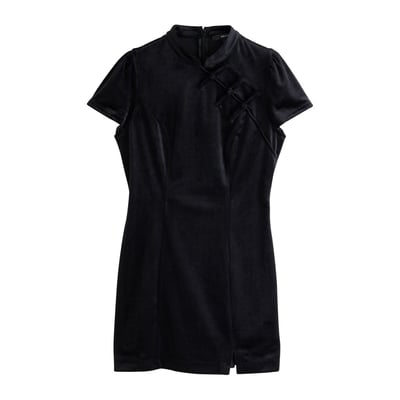 Robe courte nouée en velours manches courtes NEXT