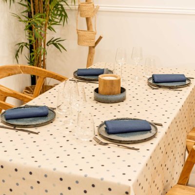 Nappe rectangle enduite à pois SUD ETOFFE