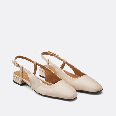 Low Heel Ballet Pumps in Two-Tone Leather LA REDOUTE COLLECTIONS