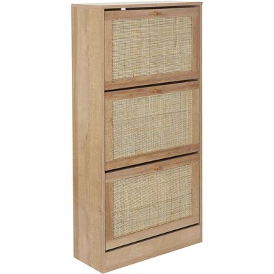 Meuble à chaussures cannage et bois 3 portes Bali CMP