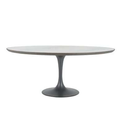 Table de salle à manger ovale en marbre blanc L180 cm - TULIPE SIGNATURE