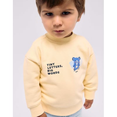 Sweat en coton avec ours et lettres imprimés ZIPPY