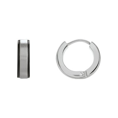 TILOS - Boucle d'oreille en acier bicolore noir JOURDAN BIJOUX