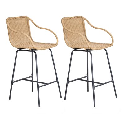 Lot 2 chaises d'ilot en rotin et métal MOOREA MOB IN
