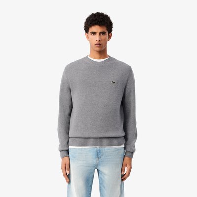 Pull en laine cardée col rond LACOSTE