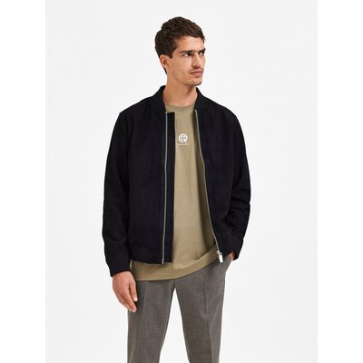 Veste en daim noir homme clearance