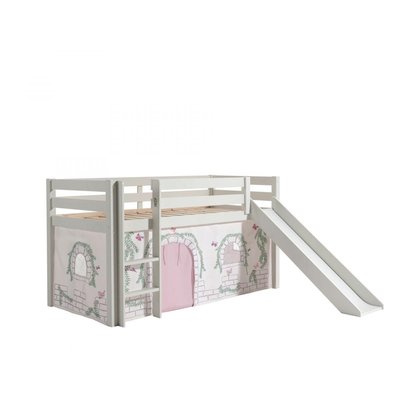 PINO Lit mezzanine avec toboggan + Rideau de lit Birdy VIPACK