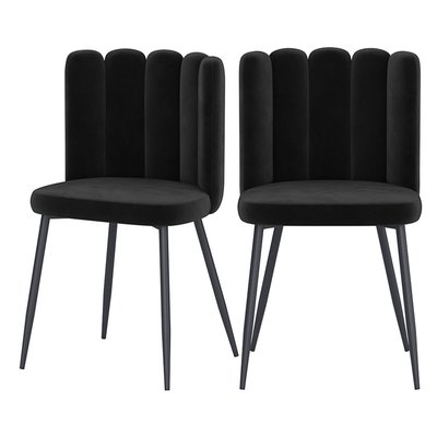 Lot de 2 chaises en velours et pieds en métal - ROSY RENDEZ-VOUS DÉCO