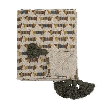 Plaid coton recyclé petits chiens  Charlie BLOOMINGVILLE