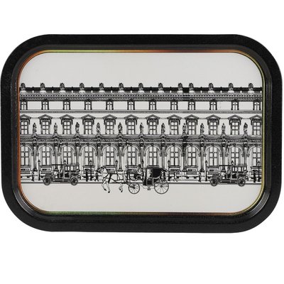 Plateau rectangulaire en métal noir, blanc et doré WADIGA
