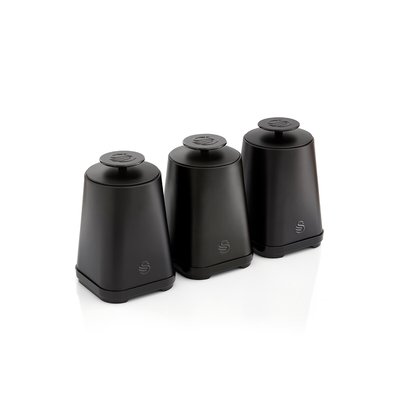 Set of 3 Stealth Tea Coffee Sugar Canisters SWAN