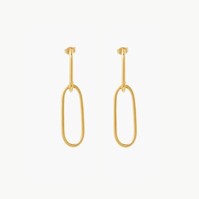 Boucles d'oreilles longues double anneaux acier inoxydable doré BALABOOSTE