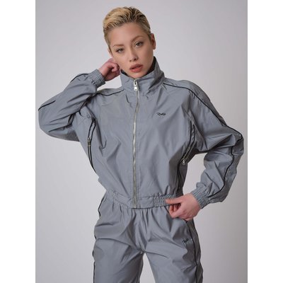 Veste oversize élastiquée col montant réfléchissante avec piping PROJECT X