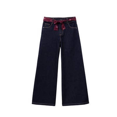 Jean large ceinture-foulard léopard IKKS