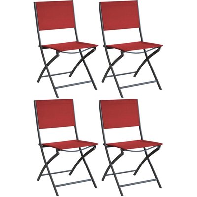 Chaise pliante en acier et toile Dream (Lot de 4) Graphite, rouge PROLOISIRS