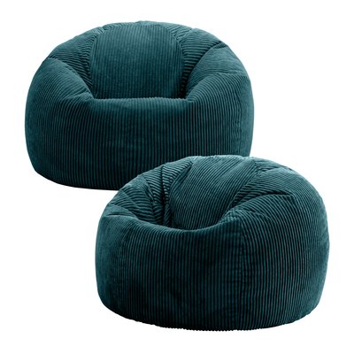 Lot de 2 poufs classiques velours côtelé Oeko-Tex® - KINGSTON ICON