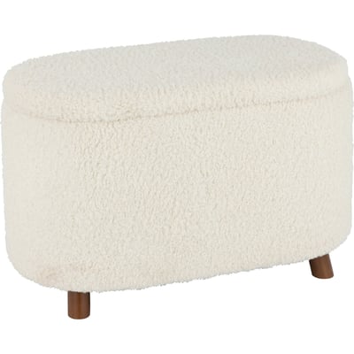 Pouf coffre rectangulaire en résine et tissu teddy RECOLLECTION