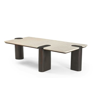 Table basse marbre et bois style puzzle DUOMO PIER IMPORT