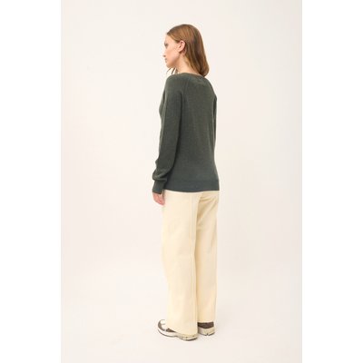 Pull Col V  Kaki Chiné Phoebe JUST CASHMERE