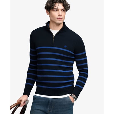Pull Rayé Demi-Zip Coupe Ajustée SUPERDRY