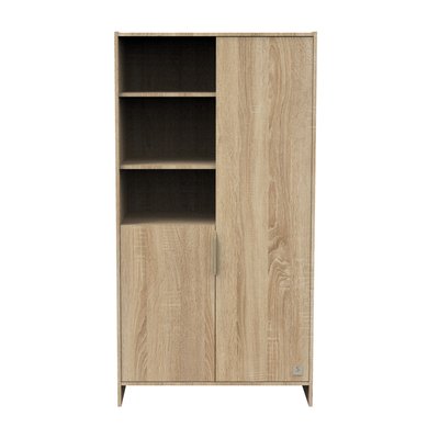 Armoire 2 portes et 3 niches avec poignées dorées décor chêne doré SAUTHON
