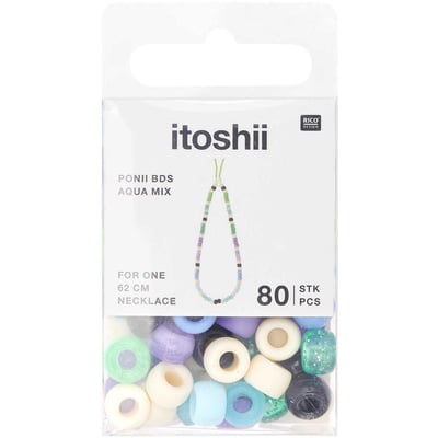 Itoshii pack 80 perles Ponii aqua mix RICO DESIGN