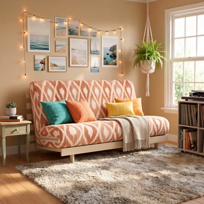 Nemuri Ikat Print Double Futon Sofa Bed ÉDITÉ