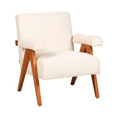 Fauteuil en tissu chenille et bois- VEDA DRAWER