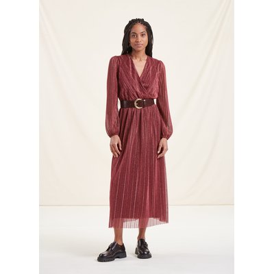Robe longue cintrée cache-cœur voile irisé LA FEE MARABOUTEE
