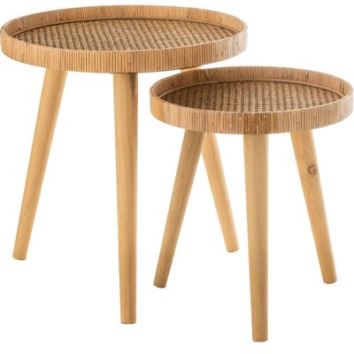 Tables gigognes en rotin, rondes, Seekonk JOLIPA