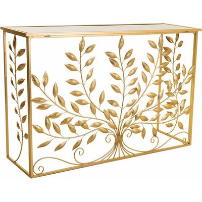 Console dorée en métal et verre style feuille élégante RECOLLECTION