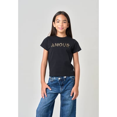 T-shirt regular fille en 100% coton inscription amour en léopard LYANA DEELUXE