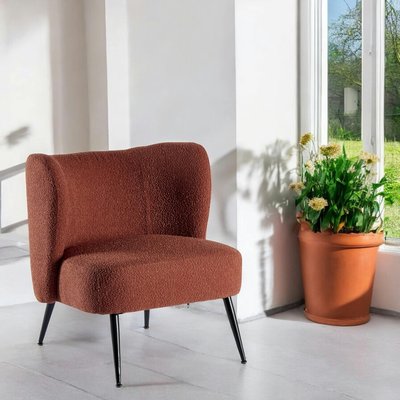 Fauteuil tissu terracotta bouclé MALMOE PIER IMPORT