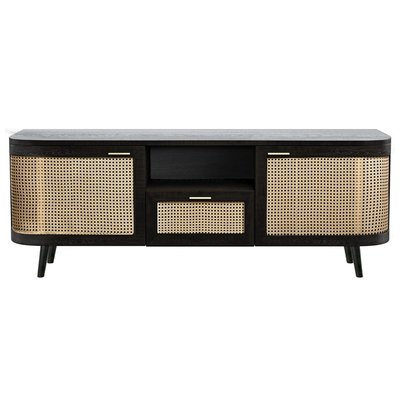 Meuble TV en bois de manguier et cannage 145 cm - WENDY RENDEZ-VOUS DÉCO