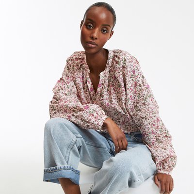 Blouse col rond, imprimé floral, manches longues LA REDOUTE COLLECTIONS