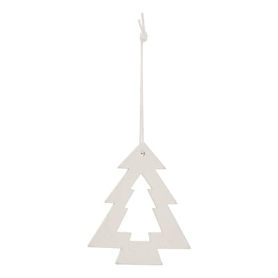 Lot de 10 suspensions de sapin en bois rouge et blanc 5 cm FEERIC LIGHTS & CHRISTMAS