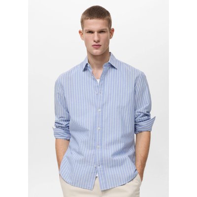 Chemise coton et lin à rayures MANGO MAN