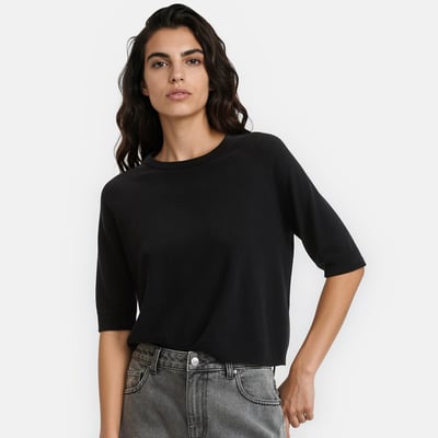 Pull col rond 100% laine, manches courtes LA REDOUTE COLLECTIONS