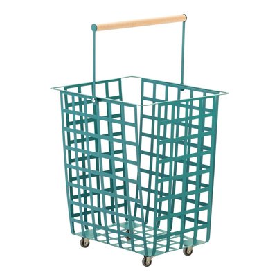 Grand panier multi-usages avec roulettes et poignée en bois, ZESTA DON HIERRO