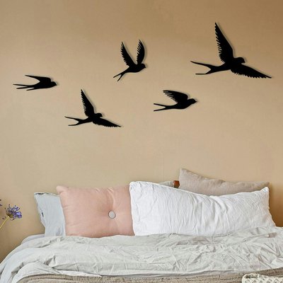 Décoration murale métal noir – envolée d'oiseaux (lot de 5) PIER IMPORT