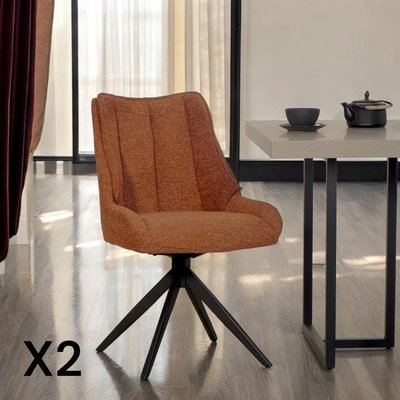 Chaise terracotta pivotante en velours texturé (lot de 2) IENA PIER IMPORT