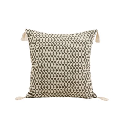 Housse de coussin Sanjay  en Métis coton lin orné de pompons Ecru 40x40 cm MADURA