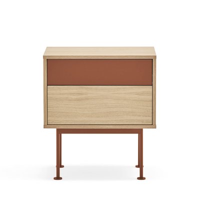 Table de chevet 2 tiroirs en bois et métal- YOKO TEULAT