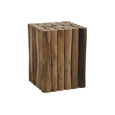 Tabouret cube en rondin de teck AUBRY GASPARD
