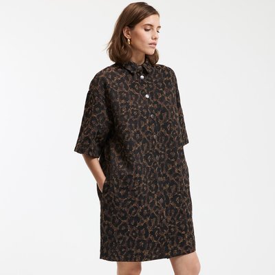 Robe ample courte jacquard léopard, Signature SARA LA REDOUTE COLLECTIONS
