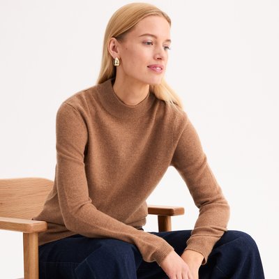 Cashmere Fine Knit Jumper with High Neck ANNE WEYBURN