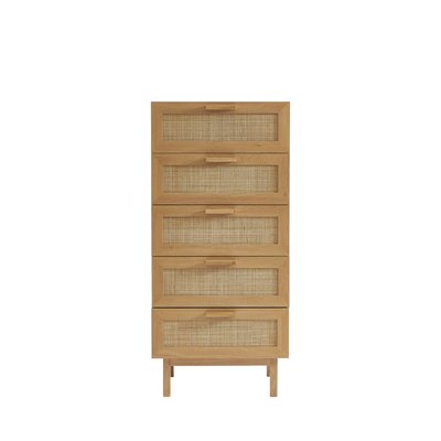 Commode 5 tiroirs en bois et cannage L60cm - JUNE DRAWER