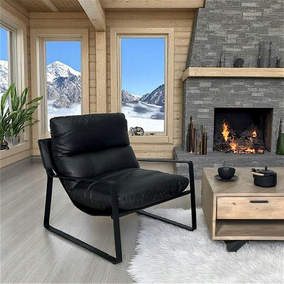 Fauteuil design tissu anthracite et métal EPIKA PIER IMPORT