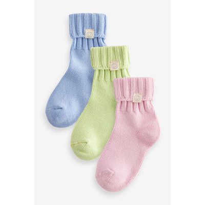 Socquettes à bord roulé, 3 paires NEXT