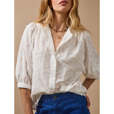Blouse coton brodée fleurs 3D CYRILLUS